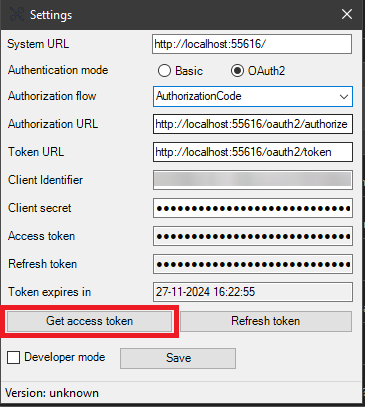 Settings Get Access Token