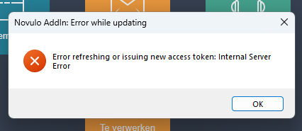 Error while refreshing or issuing token: internal server error